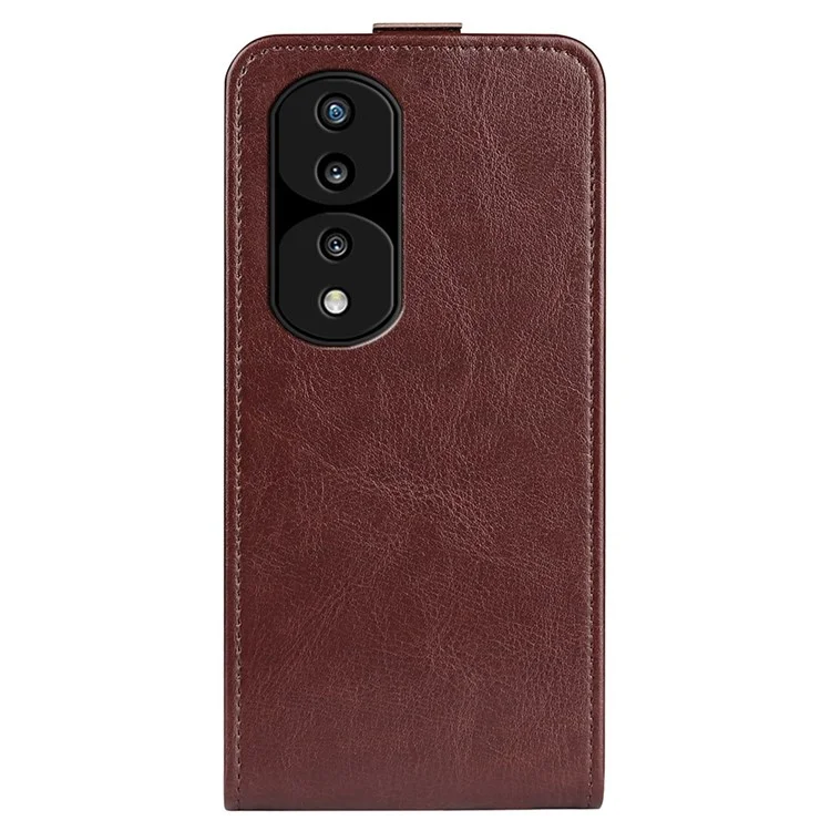 Para Honor 70 5G Flip Phip Telephip Case Crazy Horse Textura PU Cubierta Protectora de Cuero Con Ranura Para Tarjetas - Marrón