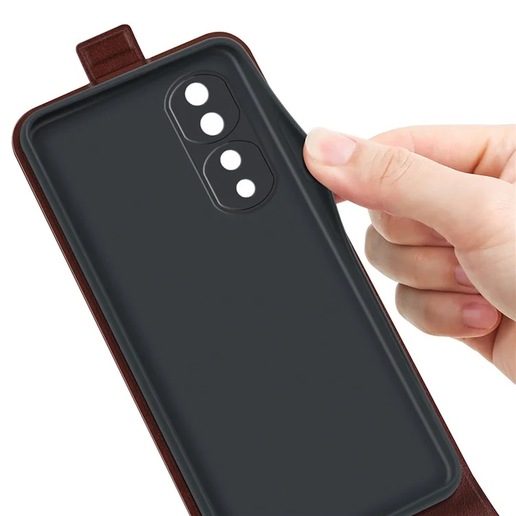Para Honor 70 5G Flip Phip Telephip Case Crazy Horse Textura PU Cubierta Protectora de Cuero Con Ranura Para Tarjetas - Marrón
