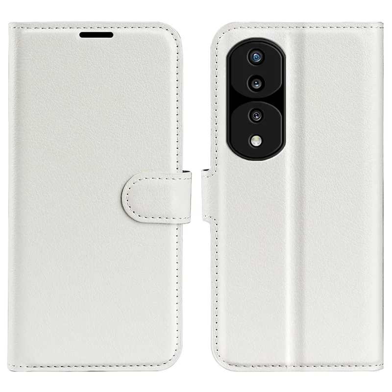 For Honor 70 5G Litchi Texture Wallet Case PU Leather Stand Shockproof TPU Inner Shell Flip Folio Cover - White