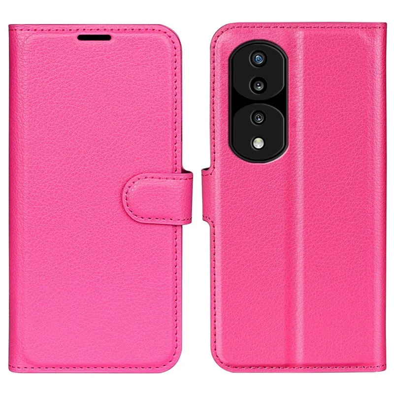 For Honor 70 5G Litchi Texture Wallet Case PU Leather Stand Shockproof TPU Inner Shell Flip Folio Cover - Rose