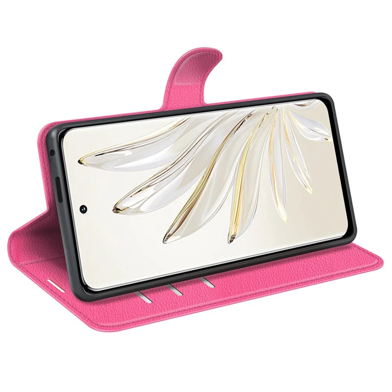 For Honor 70 5G Litchi Texture Wallet Case PU Leather Stand Shockproof TPU Inner Shell Flip Folio Cover - Rose