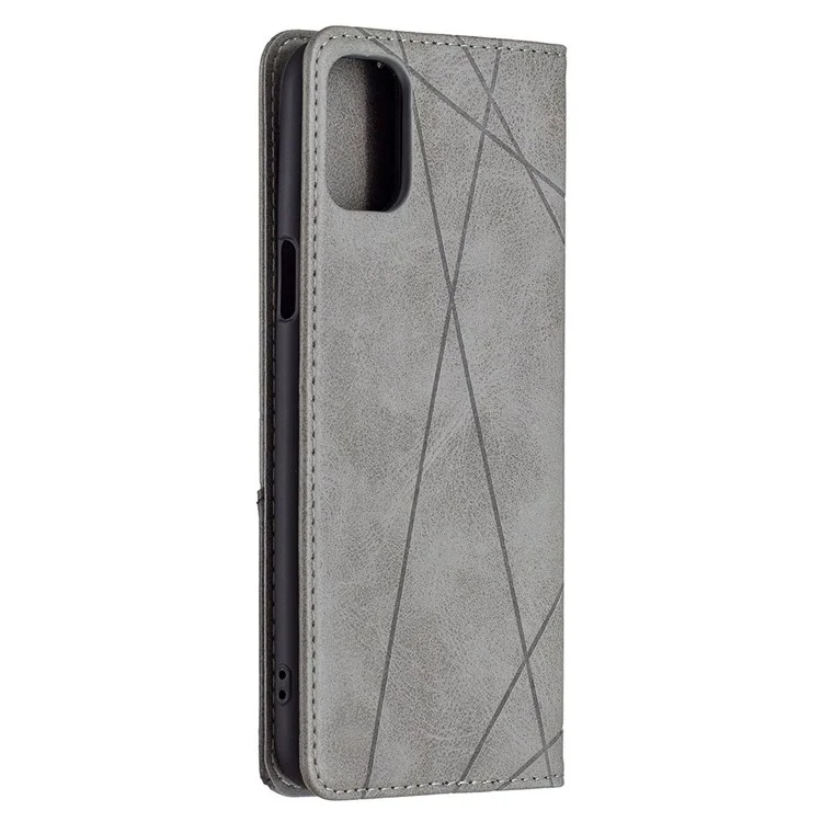 For LG K42 Leather Case with Card Holder Imprinting Pattern Phone Stand Cover - Grey