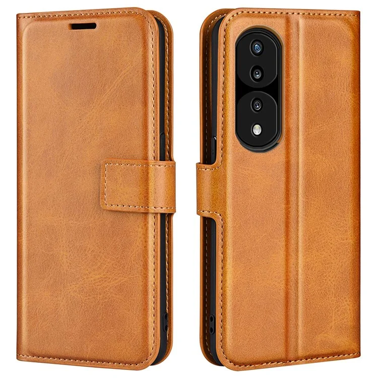 Para Honra 70 Pro 5G PU Couro Caixa da Carteira Quadrada Clasp Magnético TPU TPU Flip Livro Capa - Amarelo