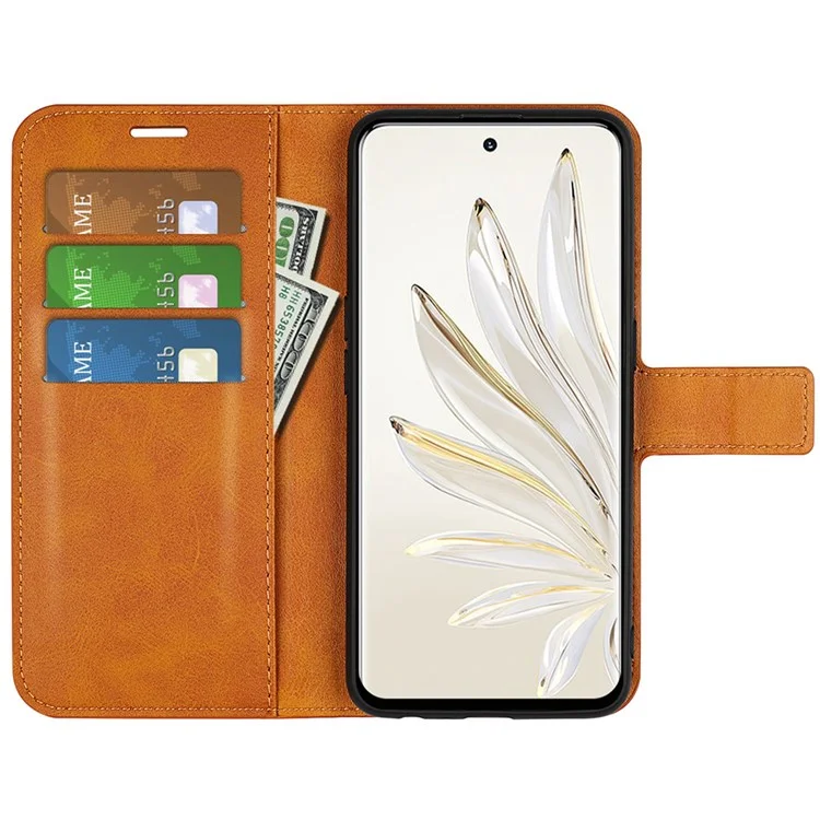 Para Honra 70 Pro 5G PU Couro Caixa da Carteira Quadrada Clasp Magnético TPU TPU Flip Livro Capa - Amarelo