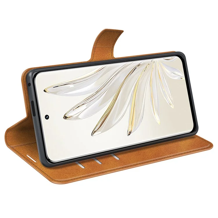 Para Honra 70 Pro 5G PU Couro Caixa da Carteira Quadrada Clasp Magnético TPU TPU Flip Livro Capa - Amarelo