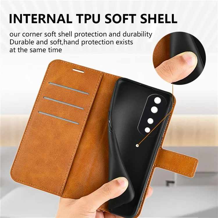 Para Honra 70 Pro 5G PU Couro Caixa da Carteira Quadrada Clasp Magnético TPU TPU Flip Livro Capa - Amarelo