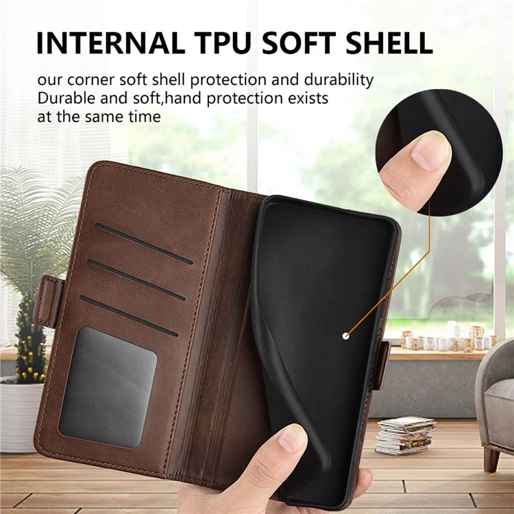 Para Honor 70 Pro 5G PU Pulho Catagem Casa do Chamado Magnético Dulo Proteção de Choque à Prova de Choque TPU Flip Tampa - Castanho