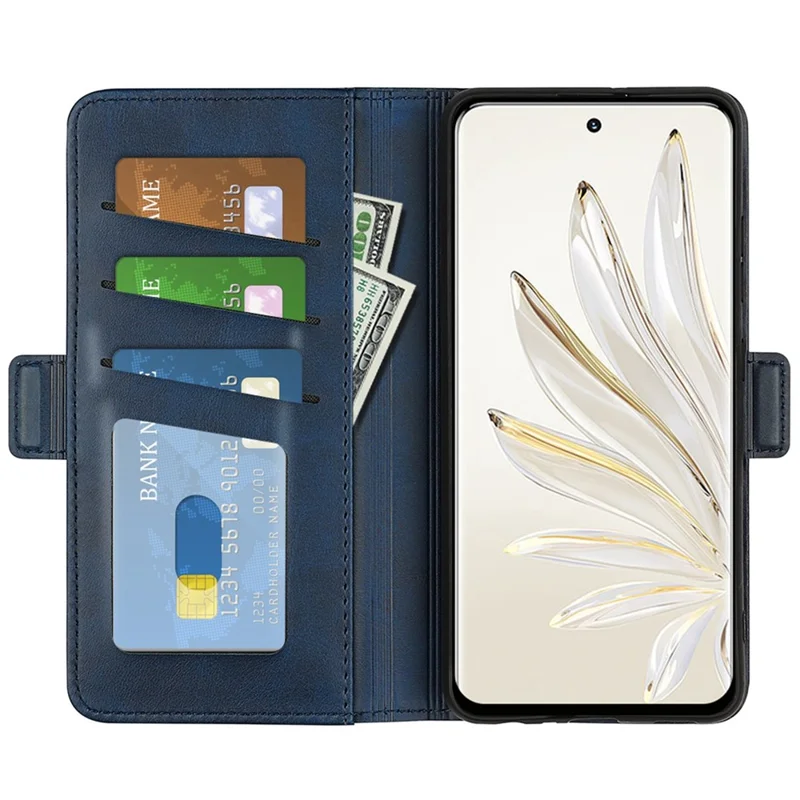 Per Onore 70 Pro 5G PU Pheret Phelet Custodia Doppia Chiusura Magnetica Proteggi Coperchio TPU Interno a Prova di Shock - Blu