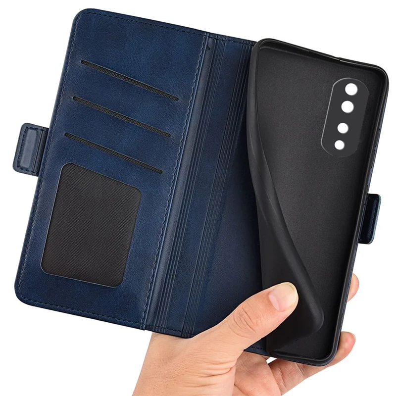 Per Onore 70 Pro 5G PU Pheret Phelet Custodia Doppia Chiusura Magnetica Proteggi Coperchio TPU Interno a Prova di Shock - Blu