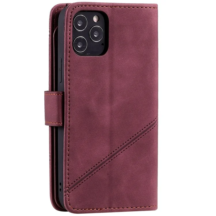 Für Das Iphone 12 Pro Max 6,7 Zoll Bump Proof PU Leder -ständer Cover Geprägtes Handy -handy Mit Mehreren Kartensteckplätzen Und Bargeldentasche - Rot