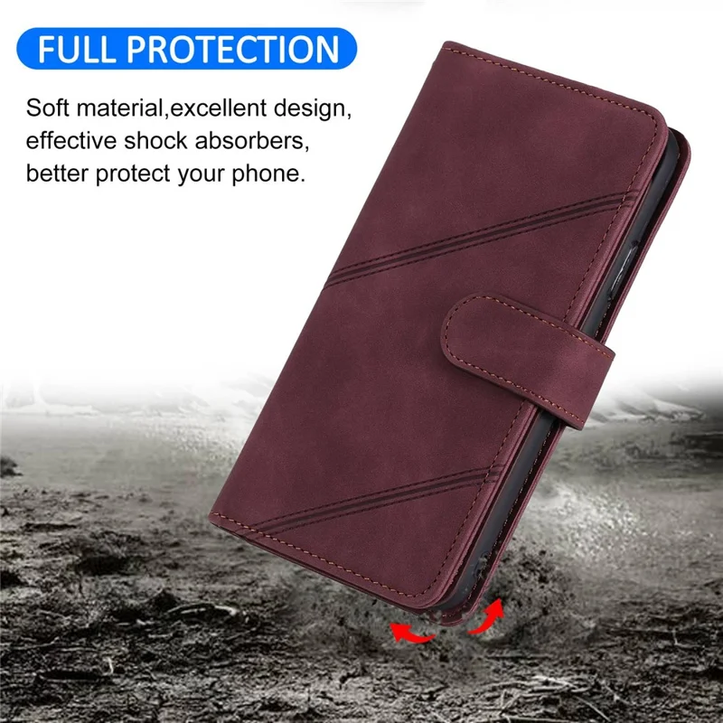 For iPhone 13 Pro 6.1 inch Drop Resistant Imprinted PU Leather Stand Cover with Multiple Card Slots and Cash Pocket - Red