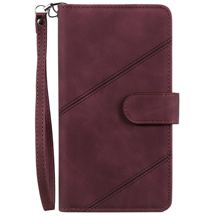 For iPhone 13 Pro Max 6.7 inch Anti-fall Protection Imprinted PU Leather Stand Cover with Multiple Card Slots and Cash Pocket - Red