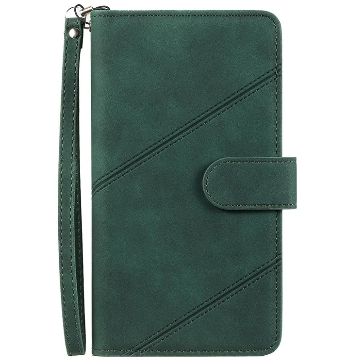 For iPhone 12 mini 5.4 inch PU Leather Stand Cover Imprinted Cellphone Case with Multiple Card Slots and Cash Pocket - Green