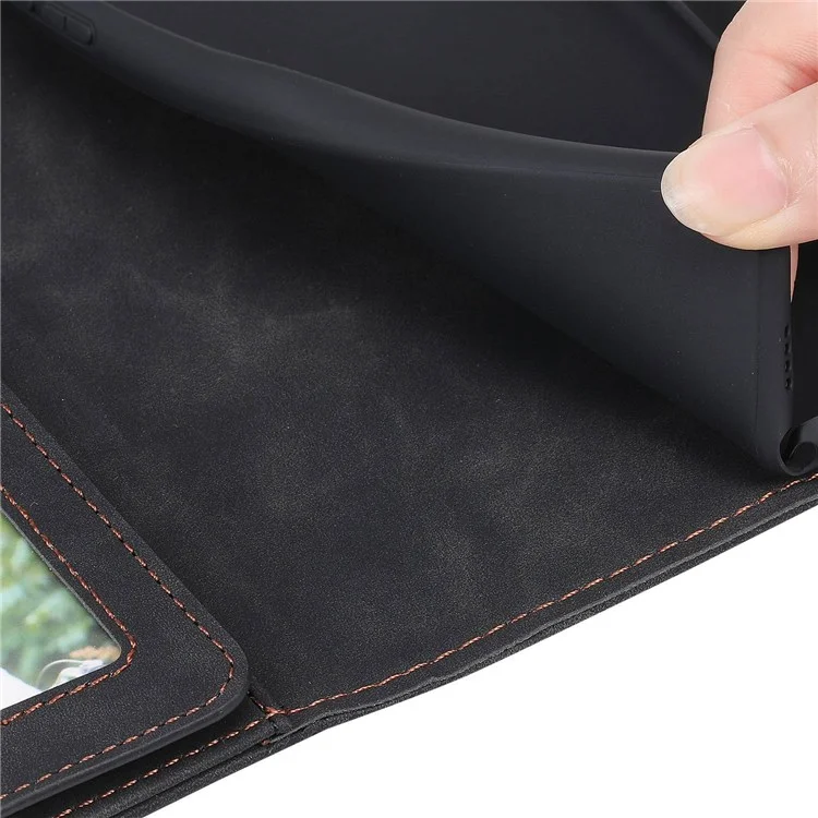 Para iPhone 7/8/SE (2020)/SE (2022) Funda de piel de imitación con soporte y múltiples ranuras para tarjetas y bolsillo para efectivo, protección anti-caídas - Negro