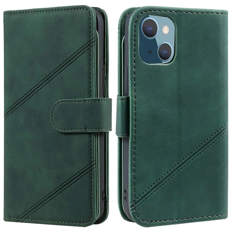 Para Iphone 13 Mini de 5.4 Pulgadas Magnetic Telephip Case de Cuero Impreso Con Múltiples Ranuras Para Tarjetas y Bolsillo en Efectivo - Verde