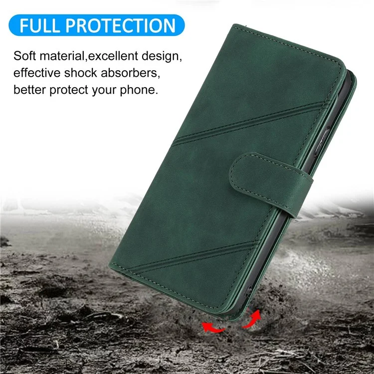 Para Iphone 13 Mini de 5.4 Pulgadas Magnetic Telephip Case de Cuero Impreso Con Múltiples Ranuras Para Tarjetas y Bolsillo en Efectivo - Verde