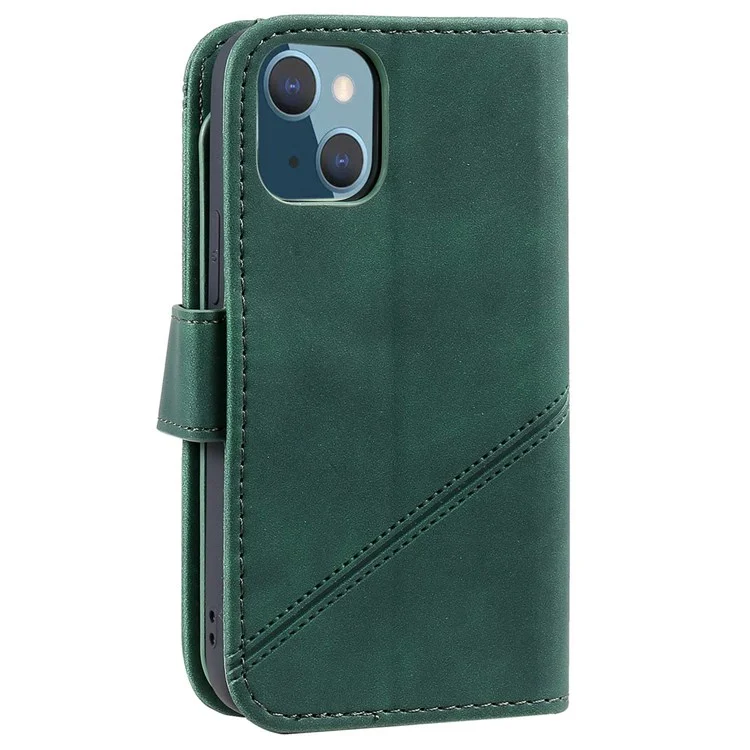Para Iphone 13 Mini de 5.4 Pulgadas Magnetic Telephip Case de Cuero Impreso Con Múltiples Ranuras Para Tarjetas y Bolsillo en Efectivo - Verde