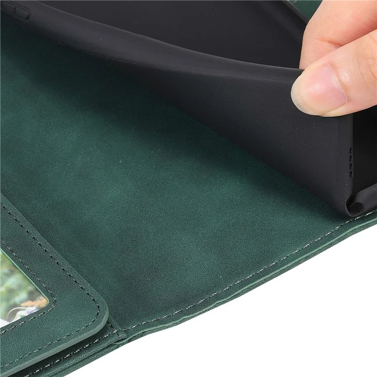 Para Iphone 13 Mini de 5.4 Pulgadas Magnetic Telephip Case de Cuero Impreso Con Múltiples Ranuras Para Tarjetas y Bolsillo en Efectivo - Verde