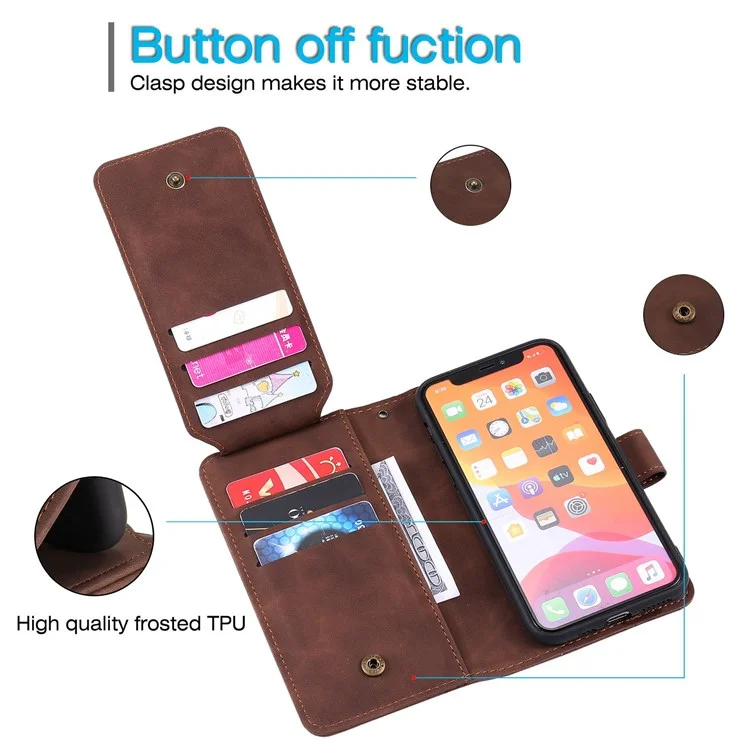 Для Iphone 13 6,1 Дюйма Shock -ryper Phone Case pu - Коричневый
