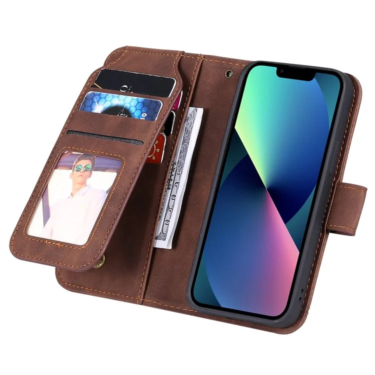Для Iphone 13 6,1 Дюйма Shock -ryper Phone Case pu - Коричневый
