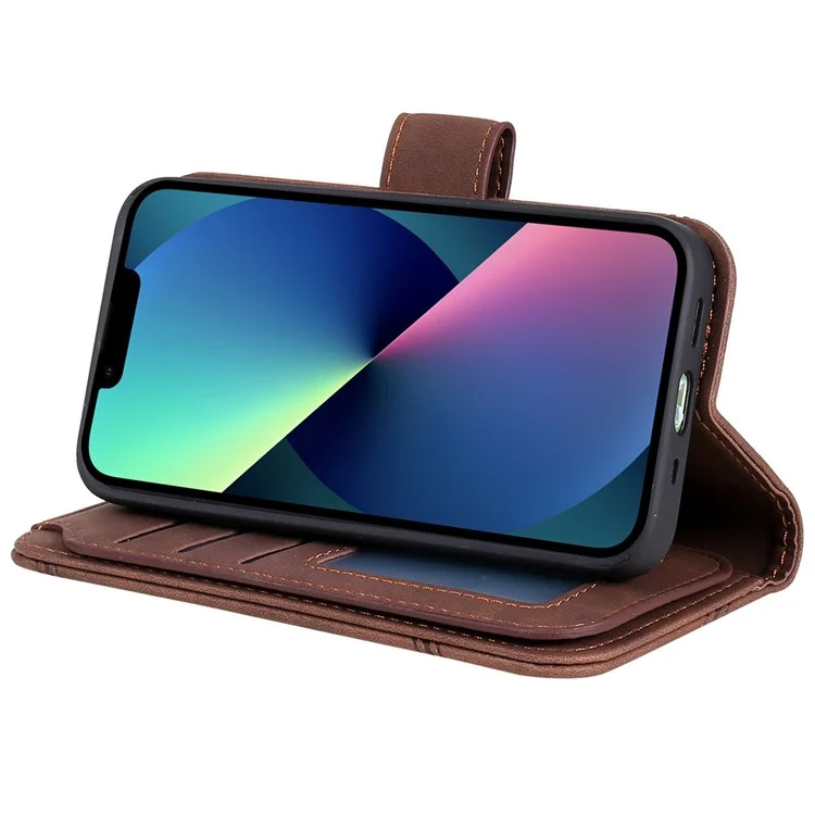 Для Iphone 13 6,1 Дюйма Shock -ryper Phone Case pu - Коричневый