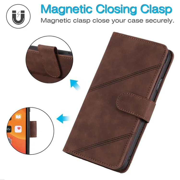 Для Iphone 13 6,1 Дюйма Shock -ryper Phone Case pu - Коричневый