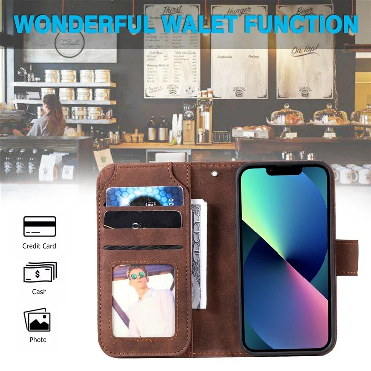 Для Iphone 13 6,1 Дюйма Shock -ryper Phone Case pu - Коричневый