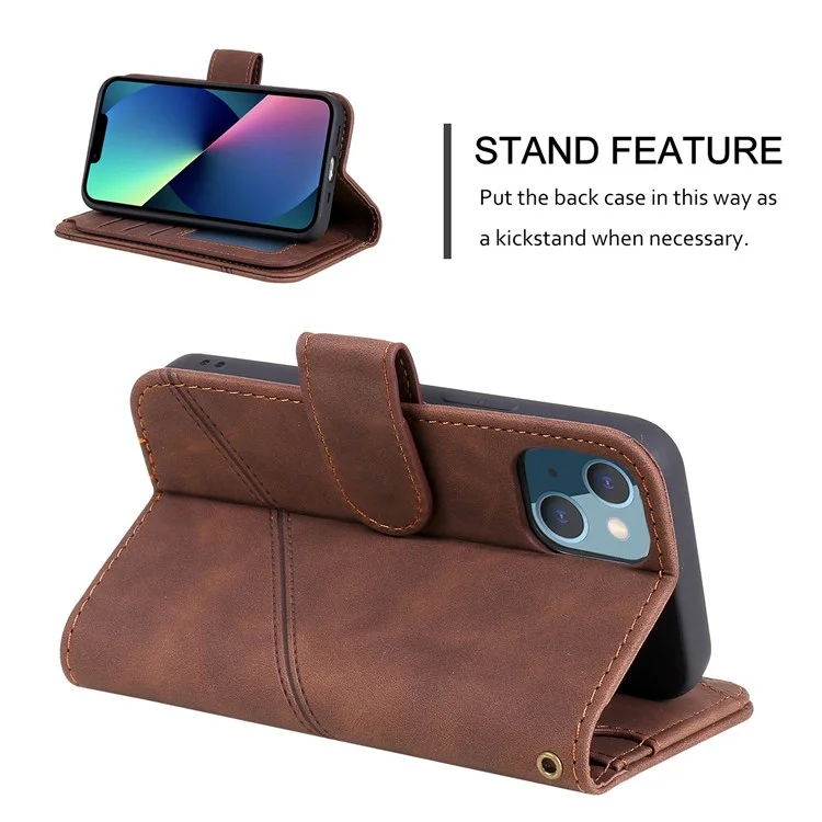 Для Iphone 13 6,1 Дюйма Shock -ryper Phone Case pu - Коричневый