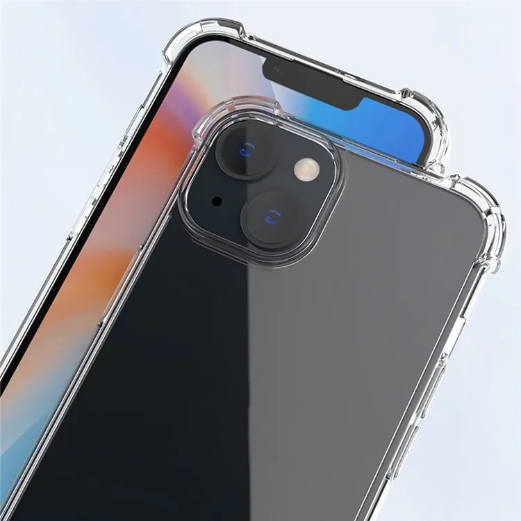 For iPhone 14 Plus 6.7 inch Four Corner Drop-proof Clear TPU Frame + Acrylic Back Cover Shockproof Phone Case