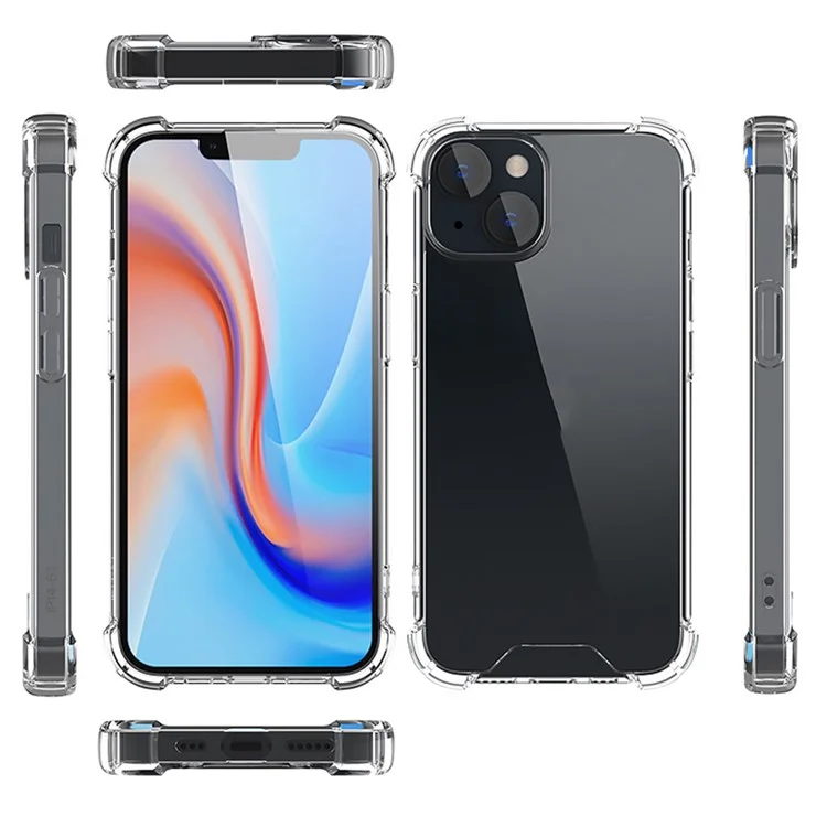 For iPhone 14 Plus 6.7 inch Four Corner Drop-proof Clear TPU Frame + Acrylic Back Cover Shockproof Phone Case