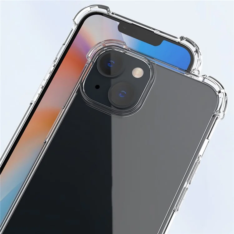 Pour iPhone 14 6.1 pouces Coque de téléphone à 4 coins anti-chocs en TPU souple transparent avec dos en acrylique