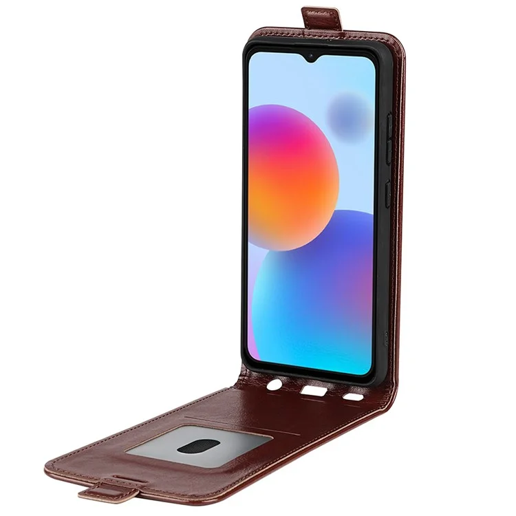 Para ZTE Blade A52 Proteção Full PU Couro Phone Phone Card Titular Crazy Horse Texture Flip Flip Magnetic Case - Castanho