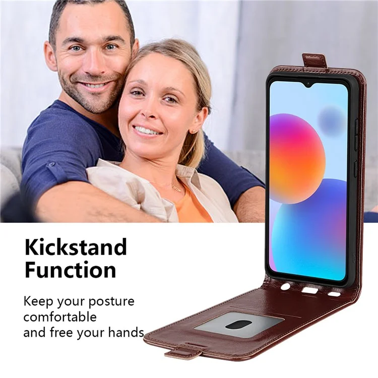 Para ZTE Blade A52 Proteção Full PU Couro Phone Phone Card Titular Crazy Horse Texture Flip Flip Magnetic Case - Castanho