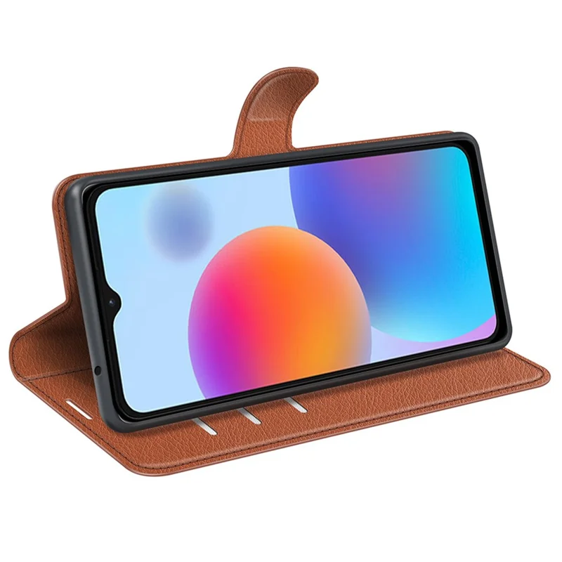For ZTE Blade A52 Anti-scratch Litchi Texture Wallet Case PU Leather Stand TPU Inner Shell Drop-proof Flip Folio Cover - Brown