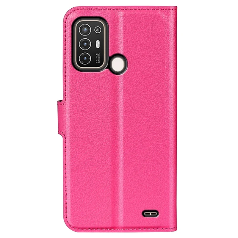 For ZTE Blade A52 Anti-scratch Litchi Texture Wallet Case PU Leather Stand TPU Inner Shell Drop-proof Flip Folio Cover - Rose