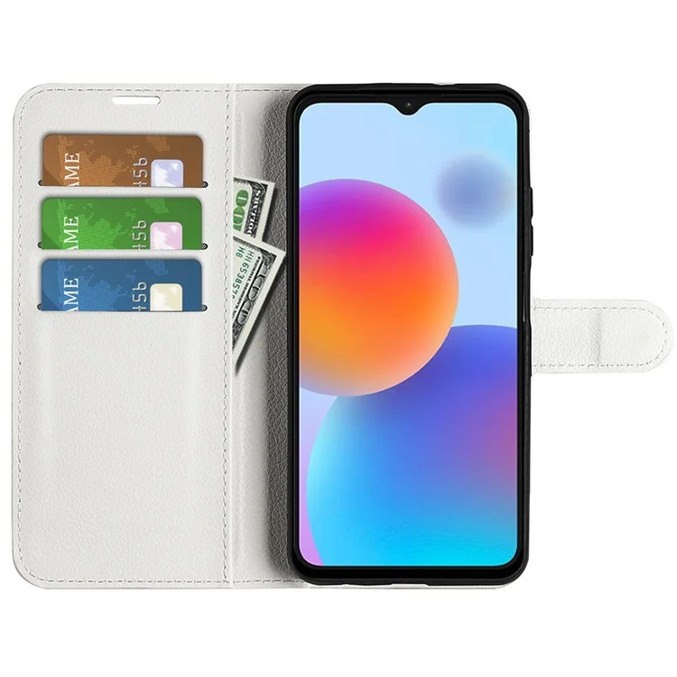 For ZTE Blade A52 Anti-scratch Litchi Texture Wallet Case PU Leather Stand TPU Inner Shell Drop-proof Flip Folio Cover - White