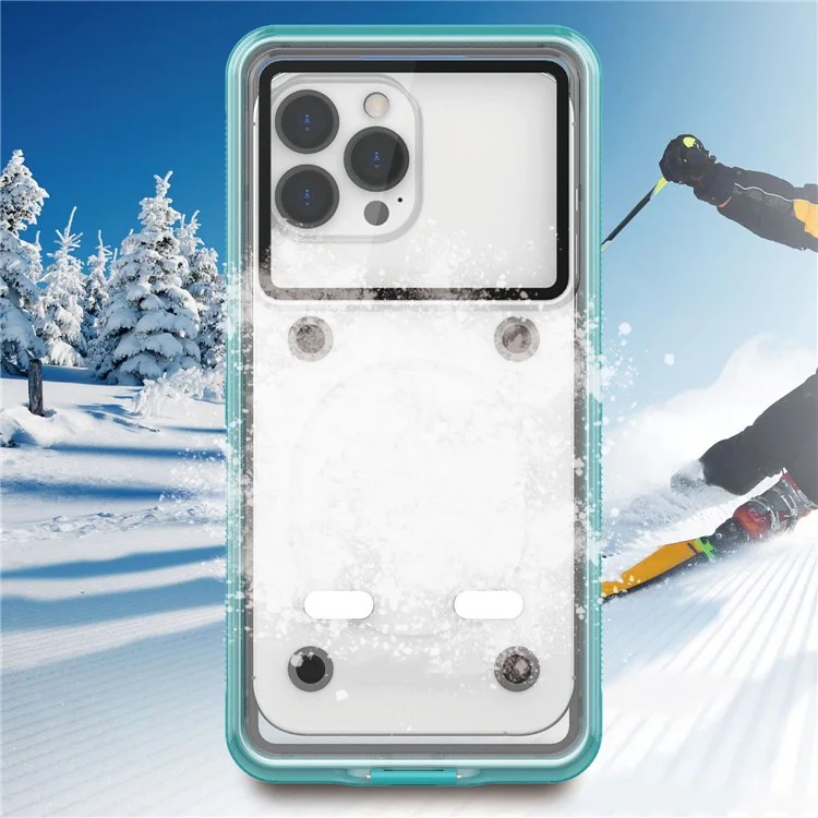 IP68 wasserdichte Hülle für iPhone 13-15 Touchscreen Kompletter Dichtung Unterwasser Telefon Schutzhülle für 5,8 - 7 Zoll - Blau