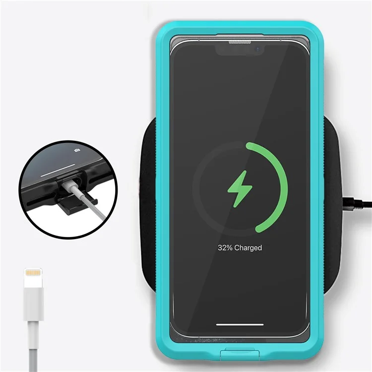 IP68 wasserdichte Hülle für iPhone 13-15 Touchscreen Kompletter Dichtung Unterwasser Telefon Schutzhülle für 5,8 - 7 Zoll - Blau
