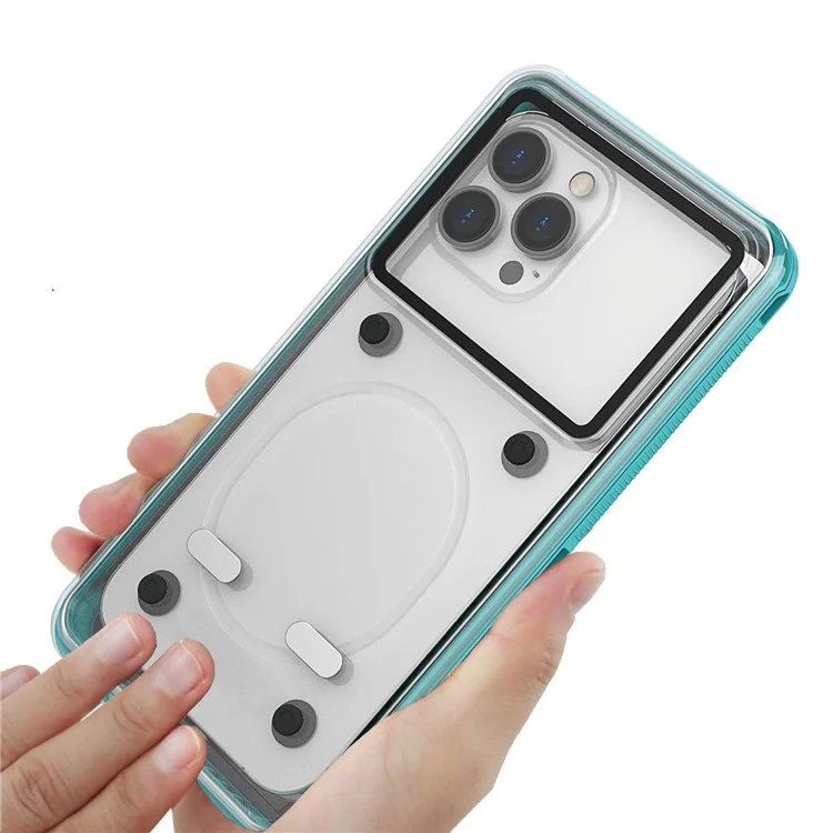 IP68 wasserdichte Hülle für iPhone 13-15 Touchscreen Kompletter Dichtung Unterwasser Telefon Schutzhülle für 5,8 - 7 Zoll - Blau