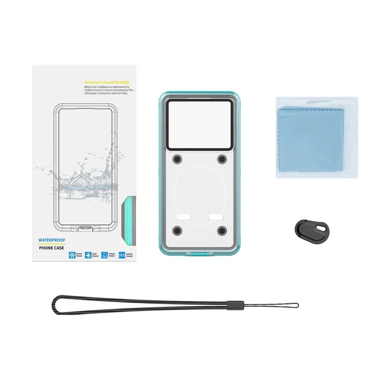 IP68 wasserdichte Hülle für iPhone 13-15 Touchscreen Kompletter Dichtung Unterwasser Telefon Schutzhülle für 5,8 - 7 Zoll - Blau