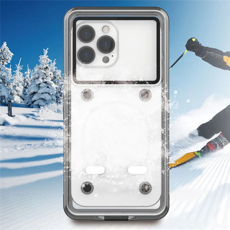 IP68 Waterproof Case for iPhone 13-15 Touch Screen Full Seal Underwater Phone Protective Cover for 5.8 - 7 inch - Black