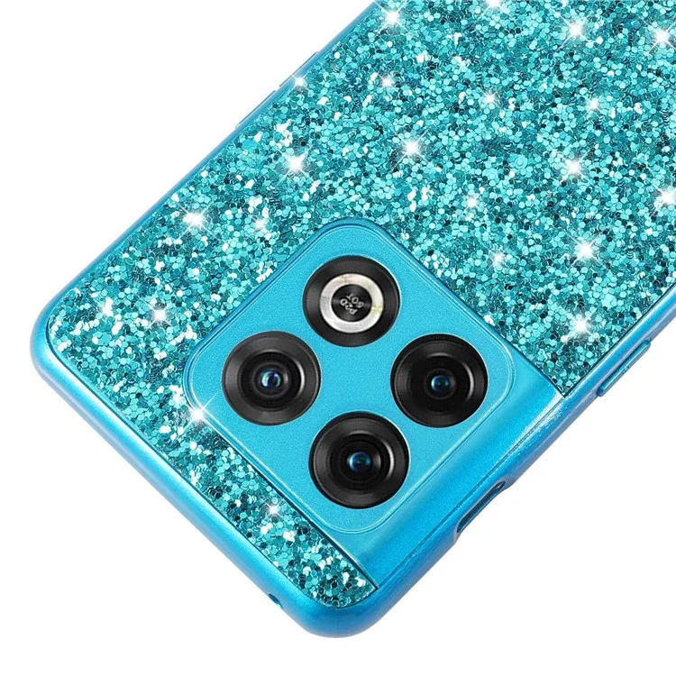 Glittery Phone Case for OnePlus 10 Pro 5G, Ani-drop Electroplating TPU Frame Hard PC Back Cover - Black