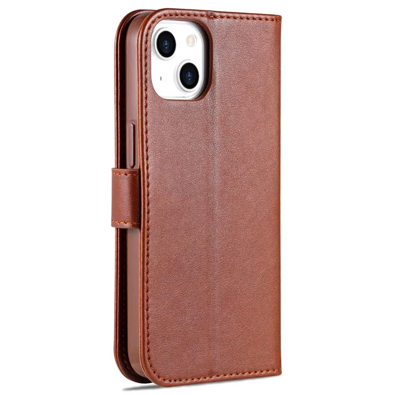 AZNS For iPhone 14 6.1 inch Shockproof PU Leather Flip Wallet Case Magnetic Closure Phone Cover Stand - Brown