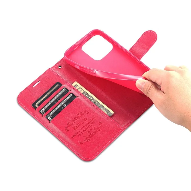 Azns Flip Wallet Case Для Iphone 14 Pro 6,1 Дюйма Shock -reseach - Красный
