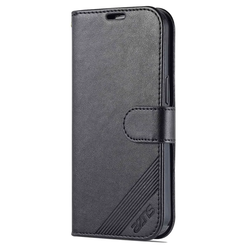 Azns Für Iphone 14 Pro Max 6,7 Zoll Schocksicheres PU Leder Flip Wallet Wallet Hülle Magnetverschluss Kratzfestes Telefonabdeckungsständer - Schwarz
