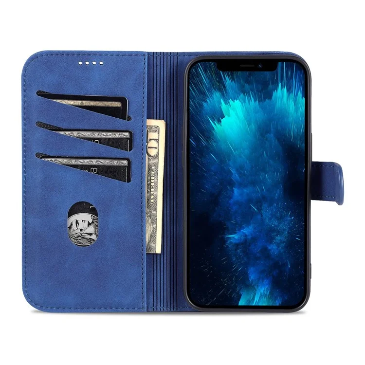 Azns Anti-fall Phone Case Для Iphone 14 6,1 Дюйма, Кожаная Кожа TPU Tpu, Стойкая, Защитная Крышка Кошелька - Синий