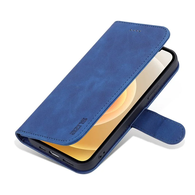 Azns Anti-fall Phone Case Для Iphone 14 6,1 Дюйма, Кожаная Кожа TPU Tpu, Стойкая, Защитная Крышка Кошелька - Синий
