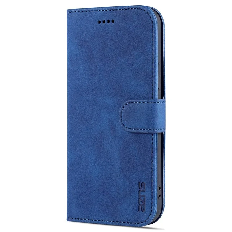 Azns Anti-fall Phone Case Для Iphone 14 6,1 Дюйма, Кожаная Кожа TPU Tpu, Стойкая, Защитная Крышка Кошелька - Синий