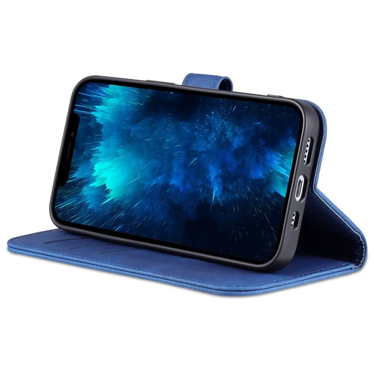 AZNS Para Iphone 14 Pro Max 6.7 Pulgadas Case de Cuero PU a Prueba de Caída Pollo Pota Plotable Protectivo Cubierta Del Teléfono Anti-scrach - Azul