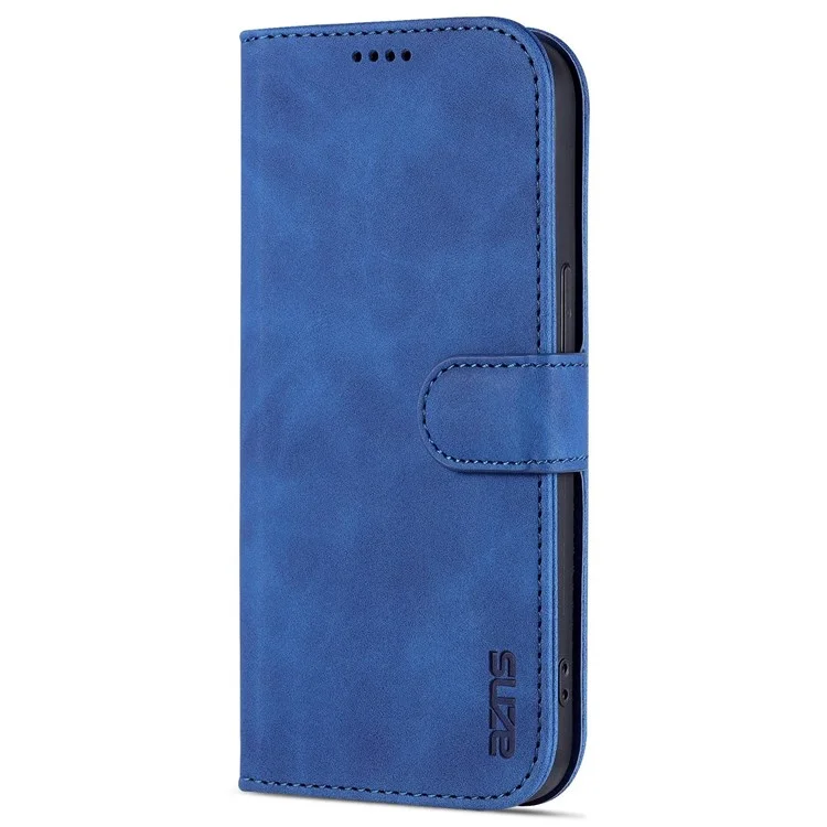 AZNS Para Iphone 14 Pro Max 6.7 Pulgadas Case de Cuero PU a Prueba de Caída Pollo Pota Plotable Protectivo Cubierta Del Teléfono Anti-scrach - Azul